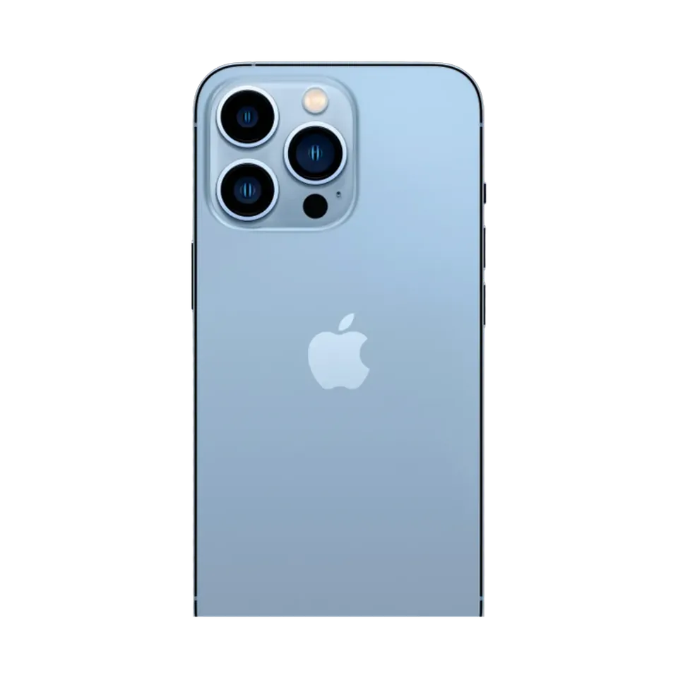 Apple iPhone 13 Pro in Sierra Blue, back with the triple camera