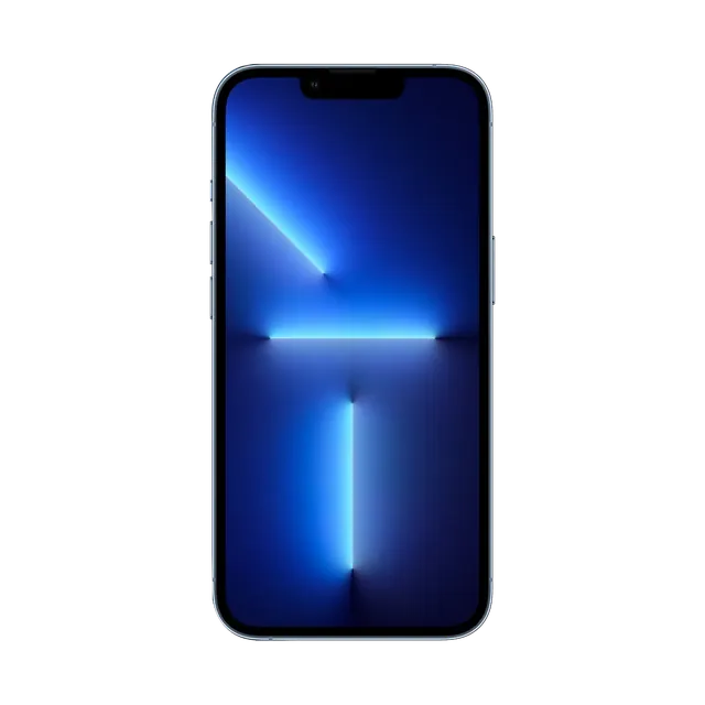 Apple iPhone 13 Pro in Sierra Blue, front, display on