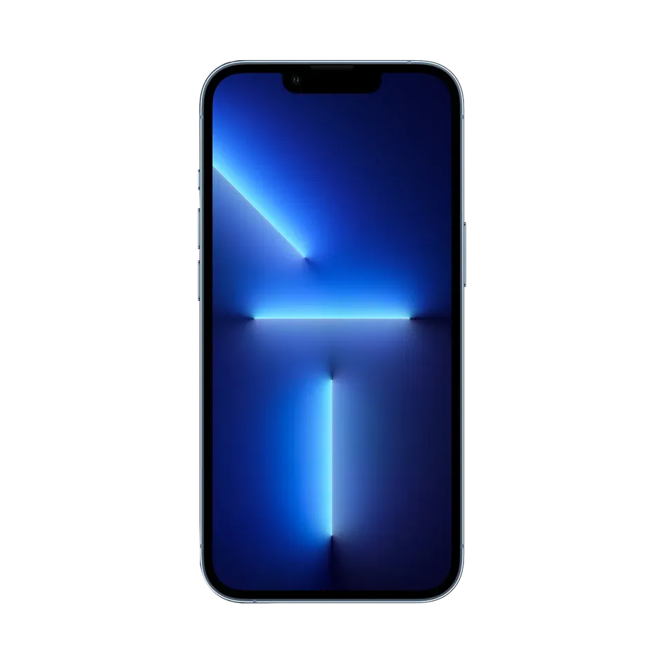 Apple iPhone 13 Pro in Sierra Blue, front, display on