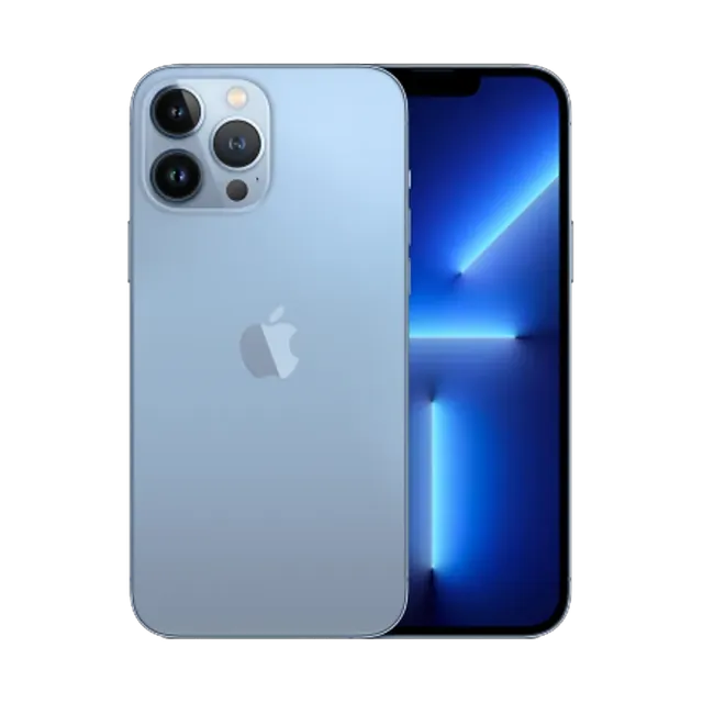 Apple iPhone 13 Pro in Sierra Blue, back and front