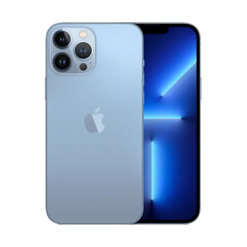 Apple iPhone 13 Pro in Sierra Blue, back and front