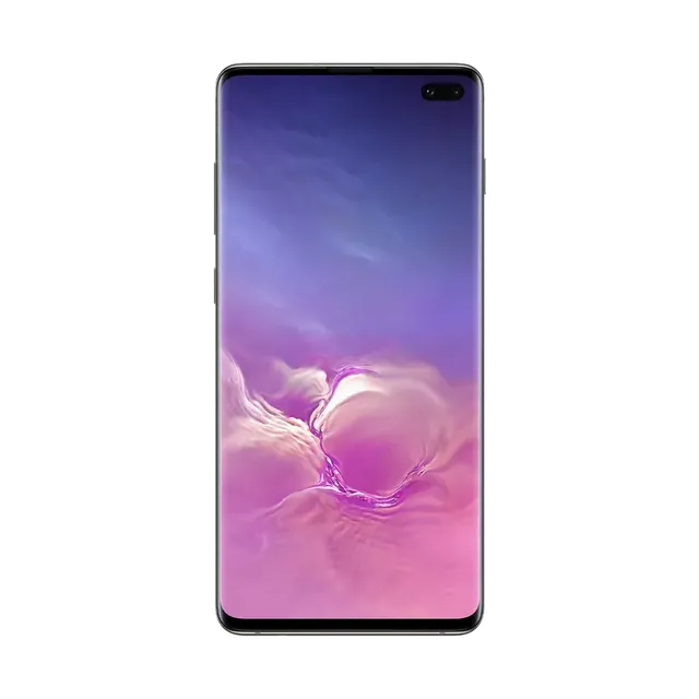 Samsung Galaxy S10+ in Prism Black, front, display on