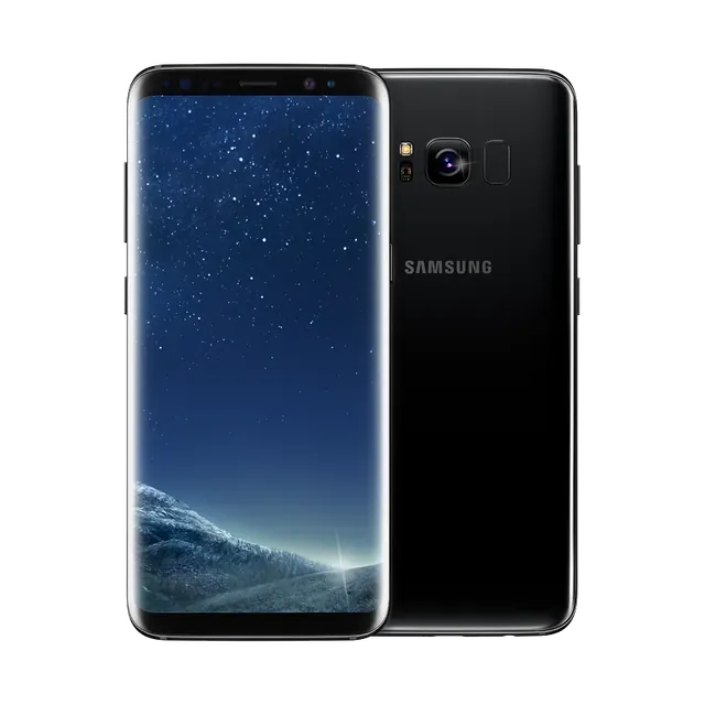 Samsung Galaxy S8 in Midnight Black, front and back