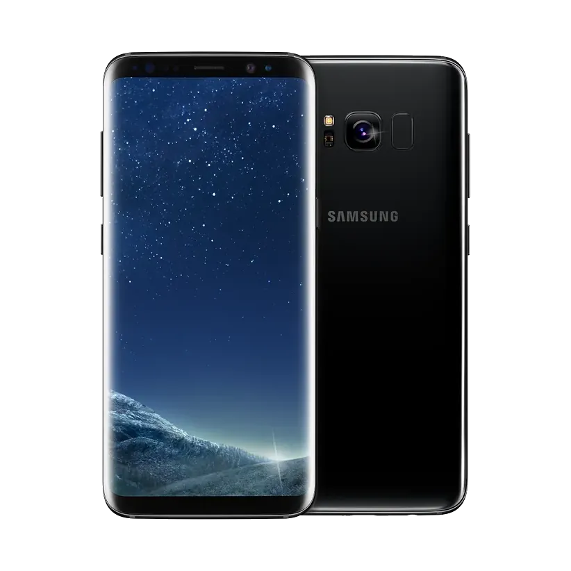 Samsung Galaxy S8 in Midnight Black, front and back
