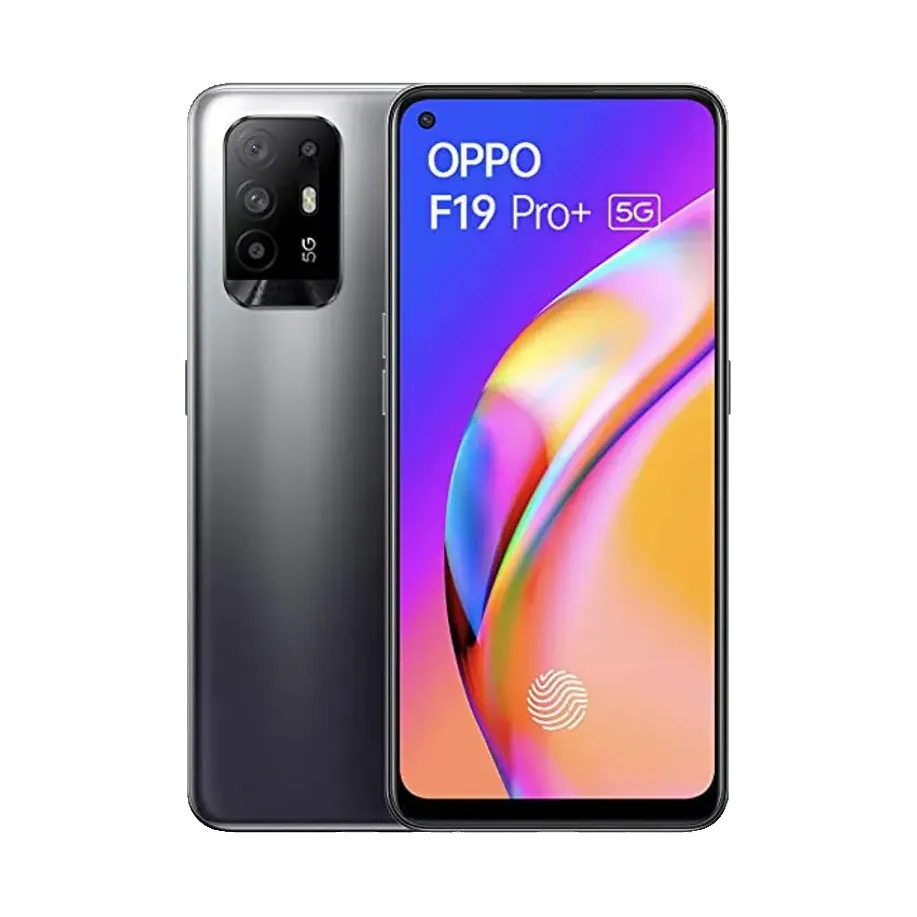 OPPO F19 Pro+ 5G in Space Silver, back and front
