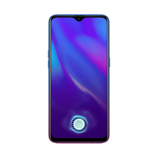 OPPO A18 in Glowing Blue, front, waterdrop display