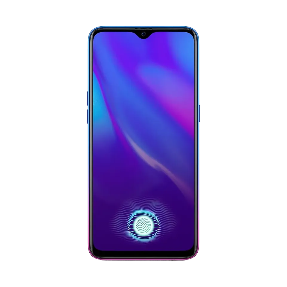 OPPO A18 in Glowing Blue, front, waterdrop display