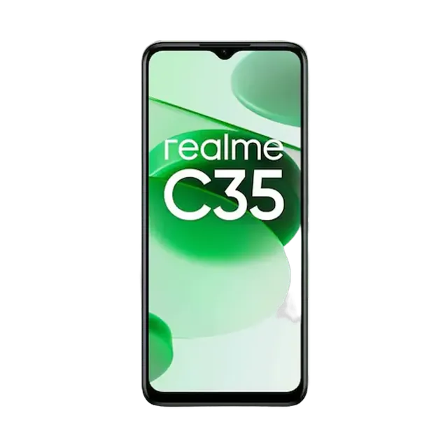 realme C35 in Glowing Green, front
