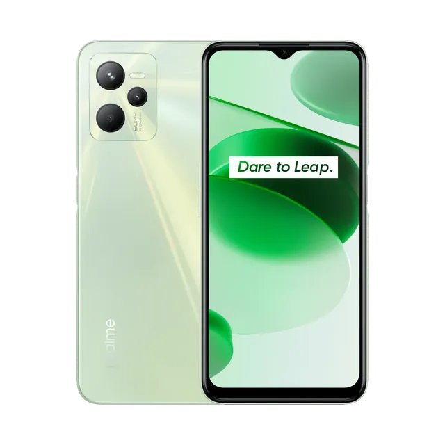 realme C35 in Glowing Green, back and front