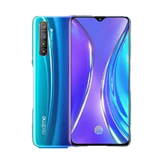 realme XT in Pearl Blue, back and front