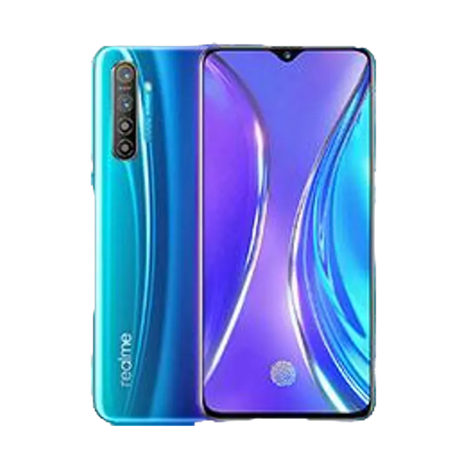 realme XT in Pearl Blue, back and front