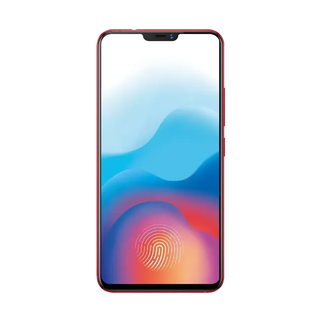 vivo X21 in Ruby Red, front with the in-display fingerprint icon