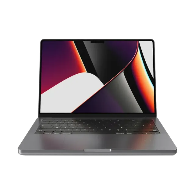 Apple MacBook Pro 14-inch in Space Black, open, front view