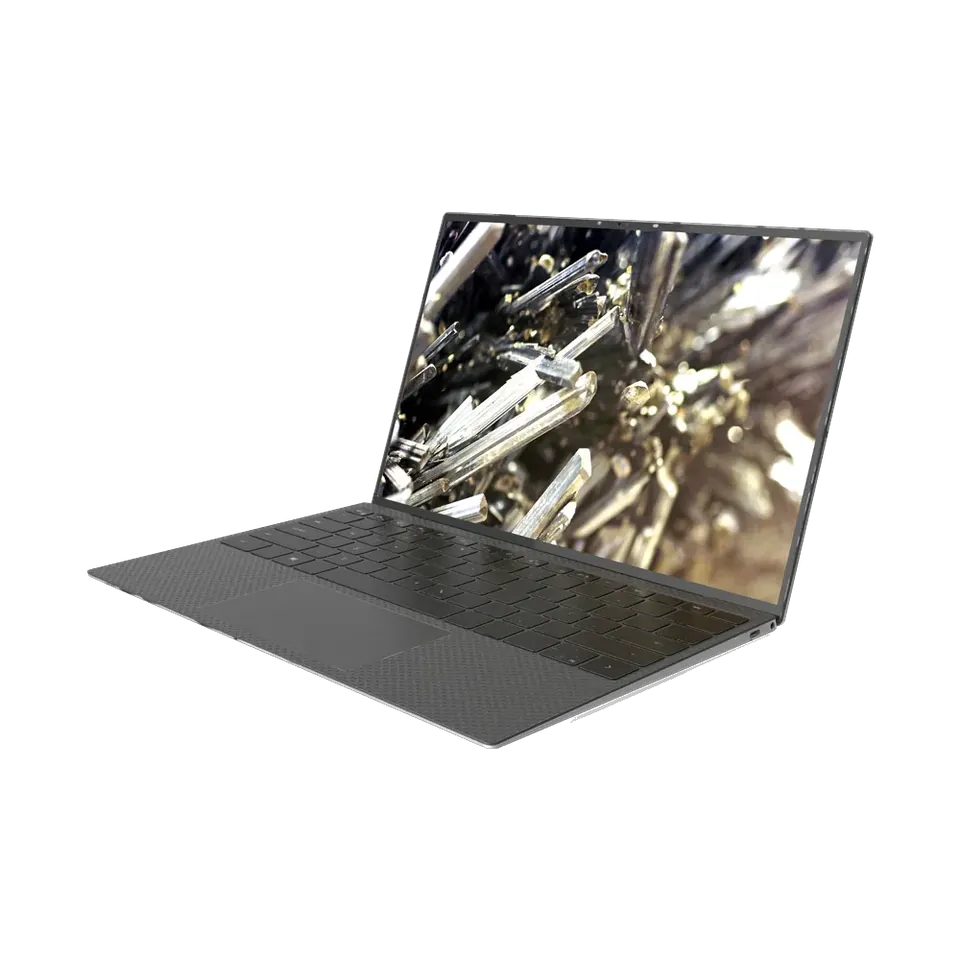 Dell XPS 13 in Graphite, open, side angle