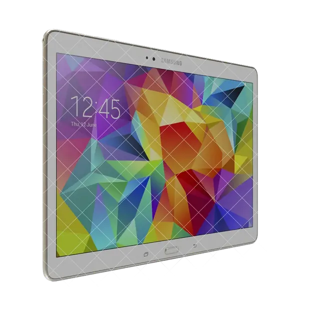 Samsung Galaxy Tab A 10.1 in White, front, angled from the other side