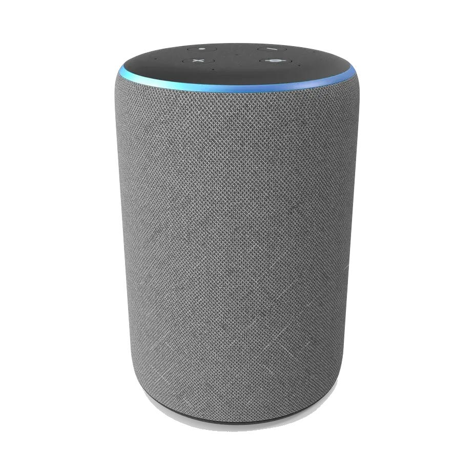 Amazon Echo smart speaker in Heather Grey, front