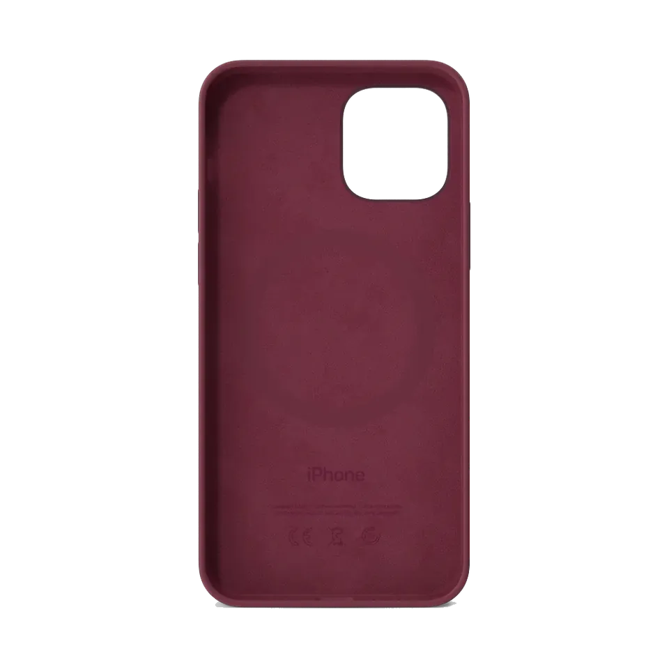 Apple silicone case with MagSafe in Plum, microfibre lining