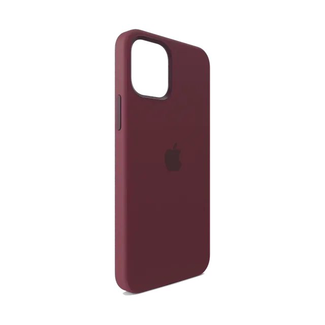 Apple silicone case with MagSafe in Plum, side buttons