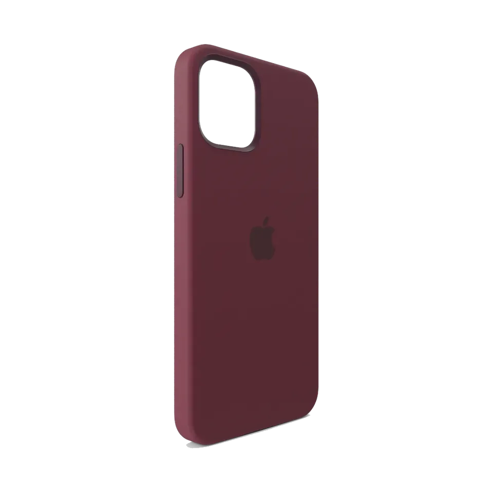 Apple silicone case with MagSafe in Plum, side buttons