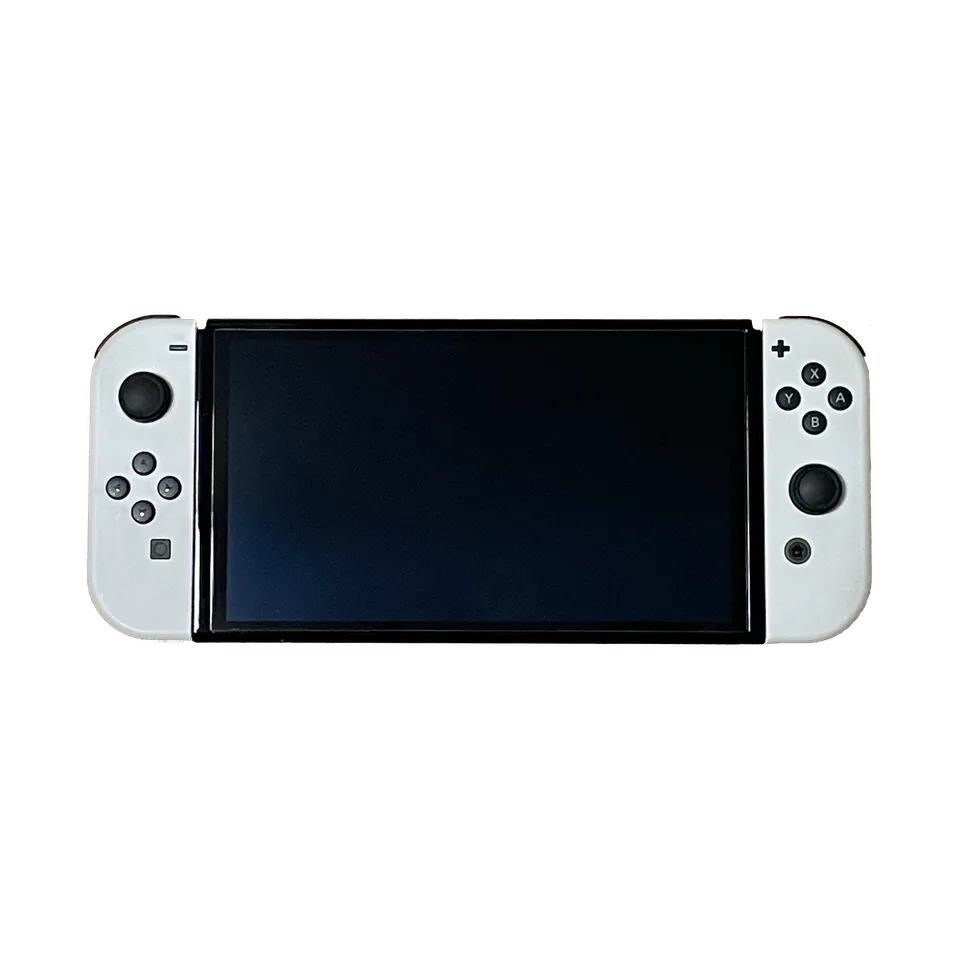 Nintendo Switch OLED Model with white Joy-Con, handheld, front