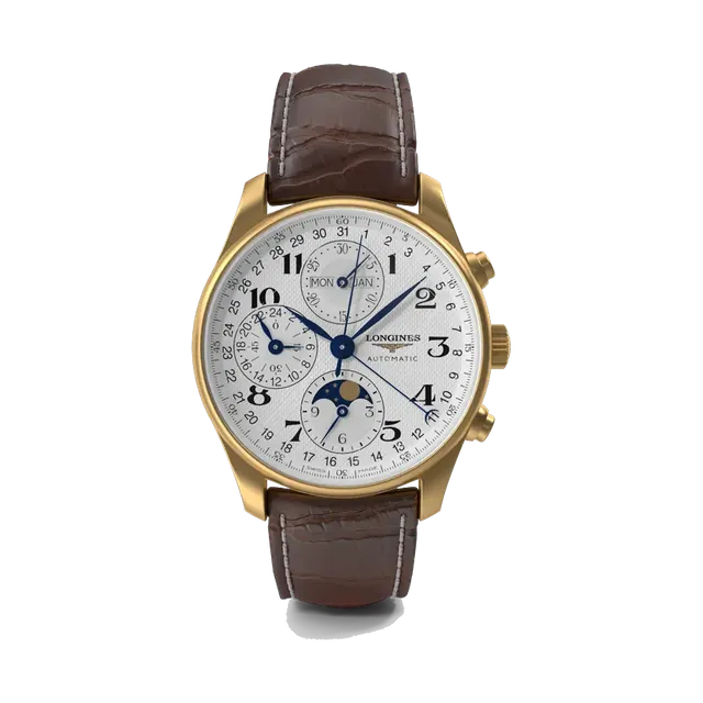 Longines Master Collection moonphase chronograph in yellow gold, dial