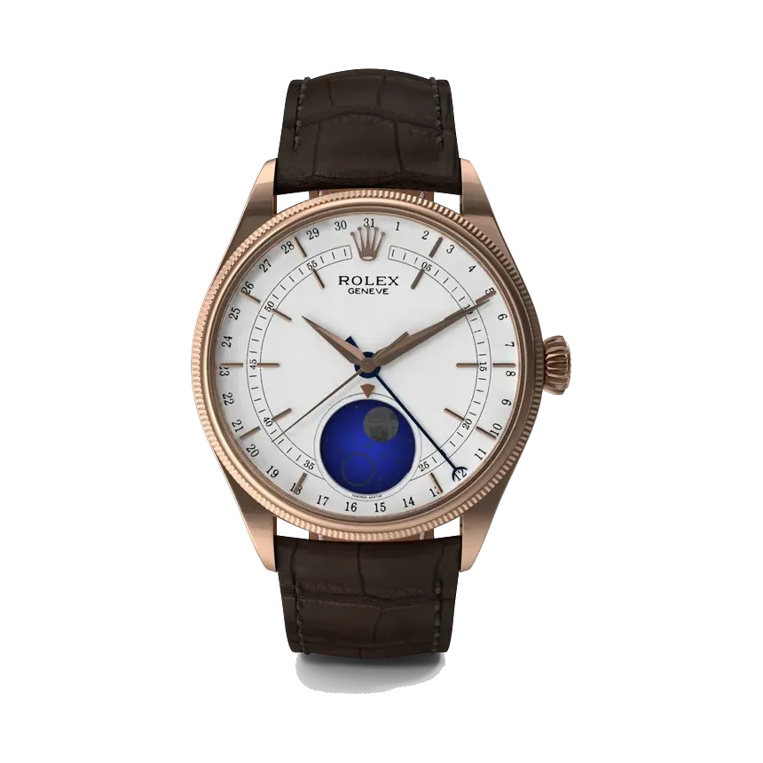 Rolex Cellini Moonphase in Everose gold, dial with the blue moon disc