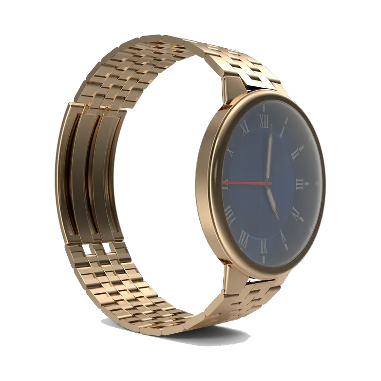 Daniel Klein gold-tone women's watch with navy dial, case profile