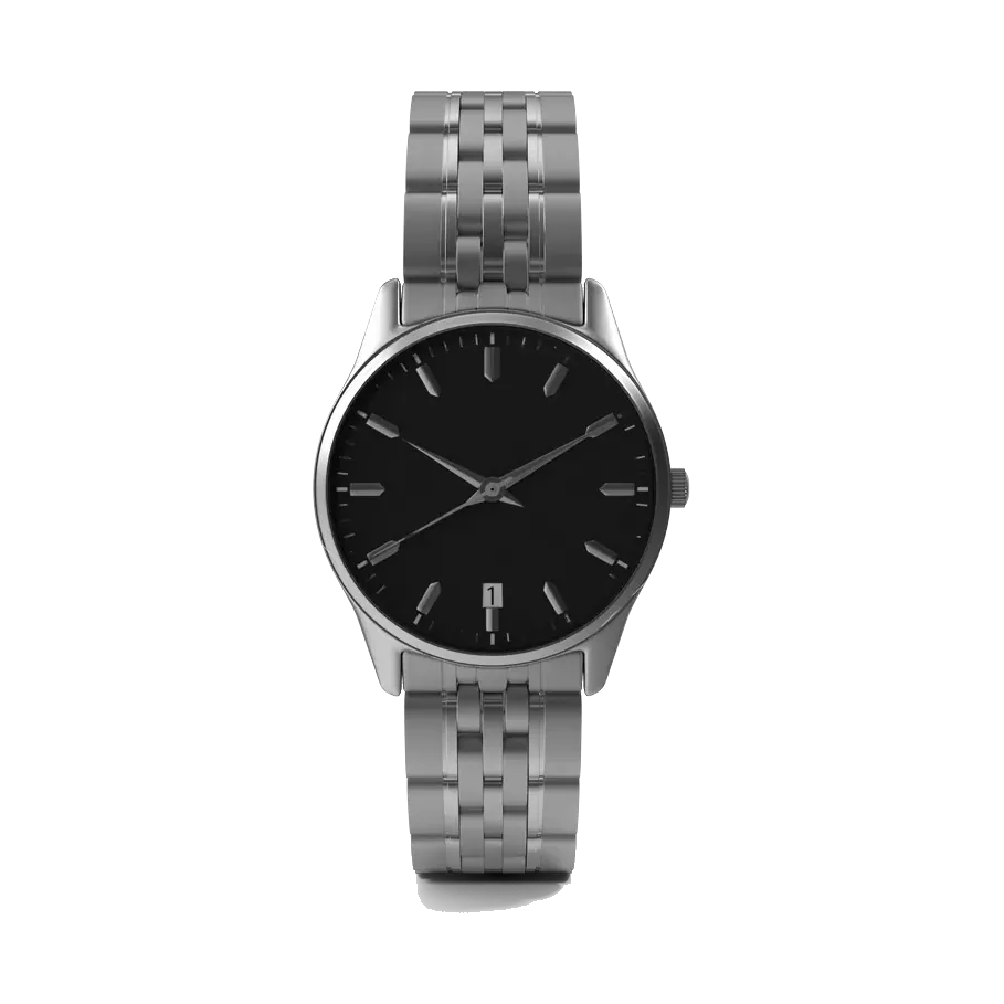 Casio Enticer steel watch with black dial, dial
