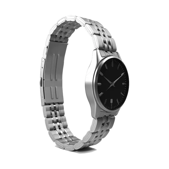 Casio Enticer steel watch with black dial, case profile