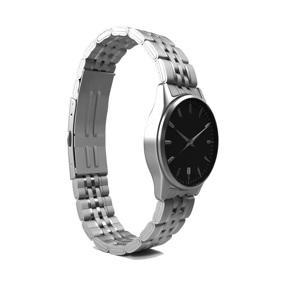 Casio Enticer steel watch with black dial, case profile