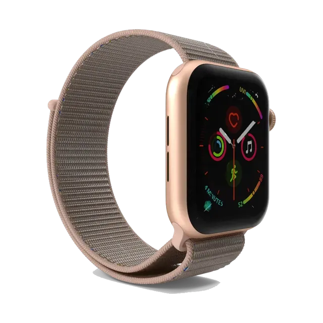 Apple Watch SE 3 in Starlight aluminium with Sport Loop, side with the Digital Crown