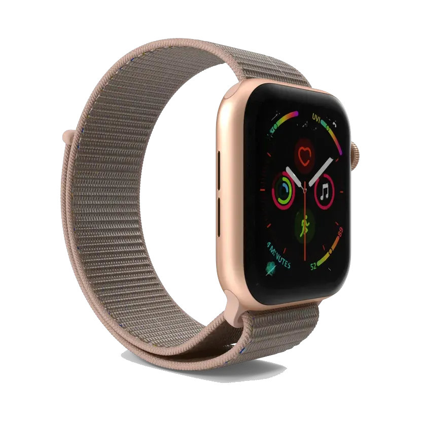 Apple Watch SE 3 in Starlight aluminium with Sport Loop, side with the Digital Crown