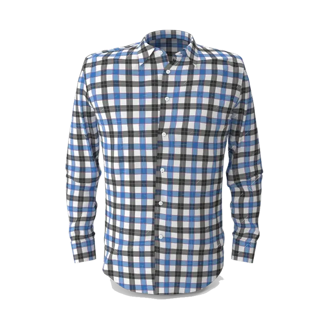 Town Team gingham Oxford shirt in blue and black, front