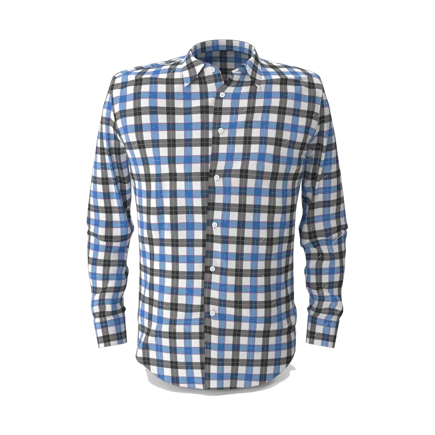 Town Team gingham Oxford shirt in blue and black, front