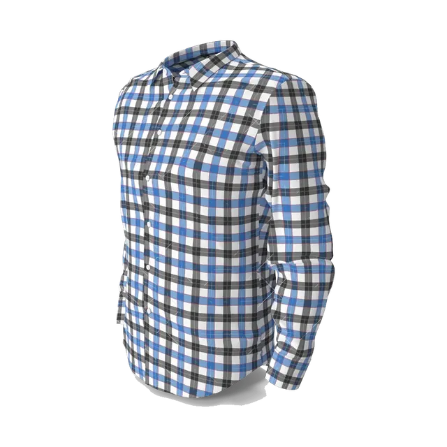 Town Team gingham Oxford shirt in blue and black, angled view