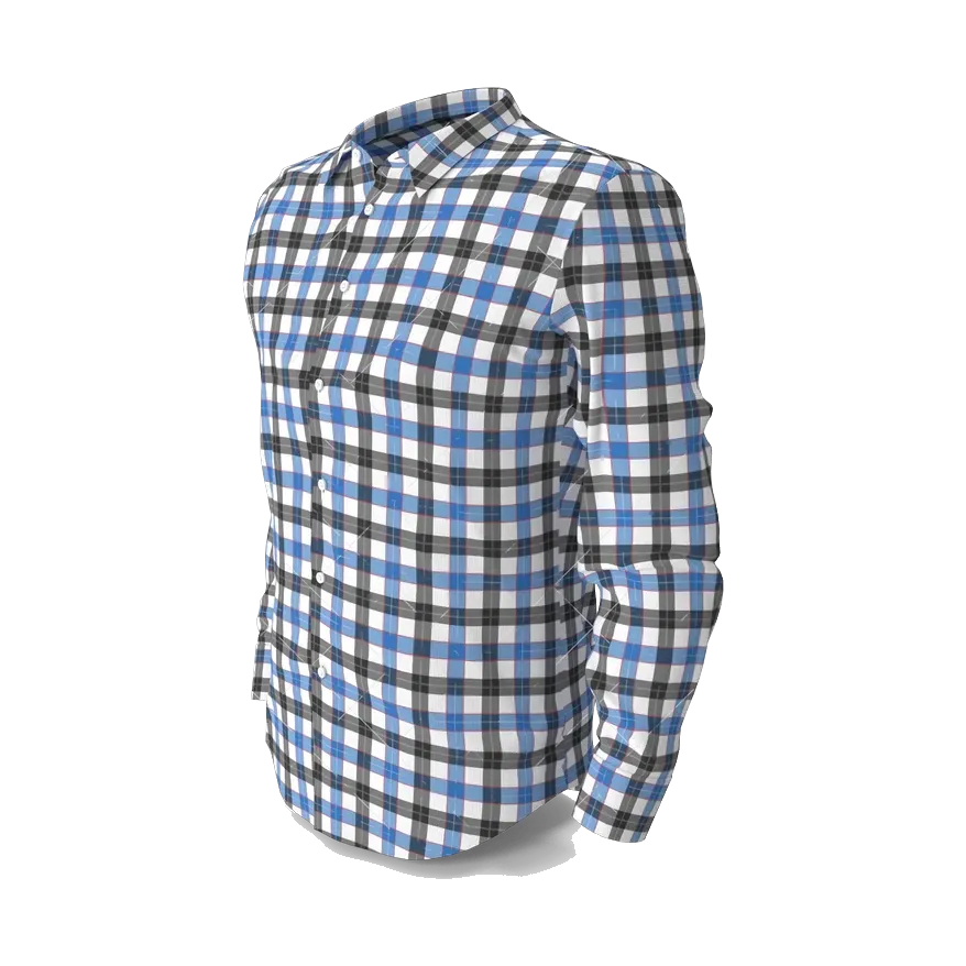 Town Team gingham Oxford shirt in blue and black, angled view