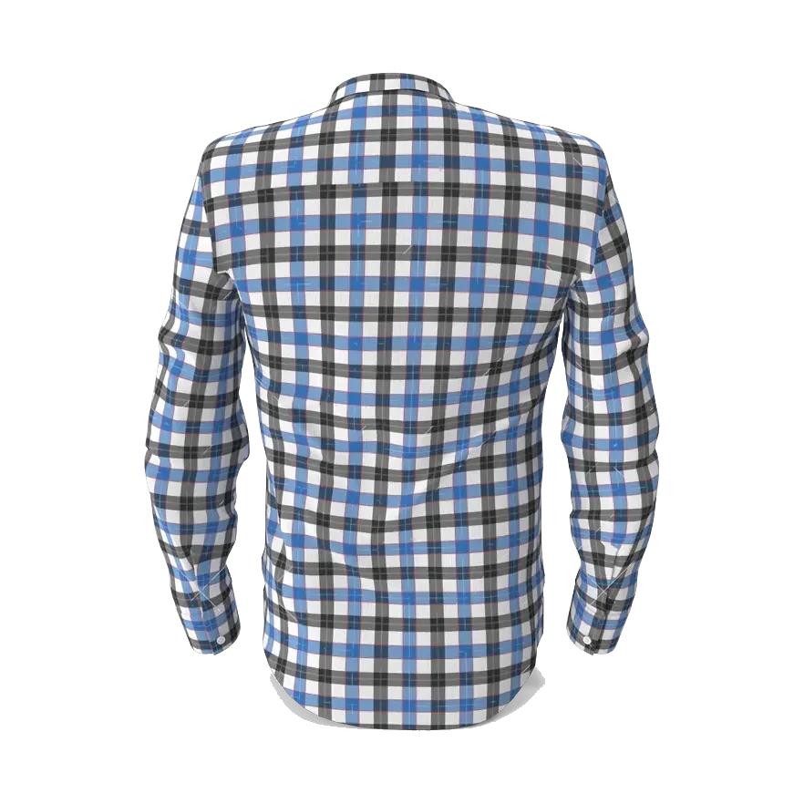 Town Team gingham Oxford shirt in blue and black, back