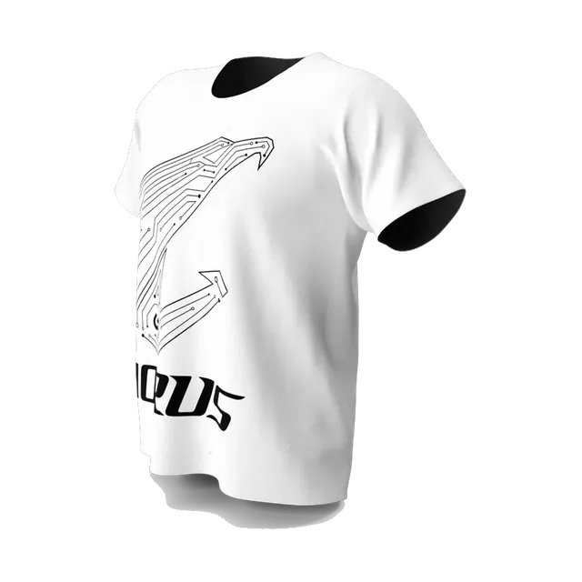 White AORUS gaming T-shirt with eagle print, angled view