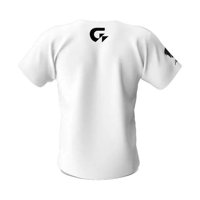 White AORUS gaming T-shirt with eagle print, back with G logo