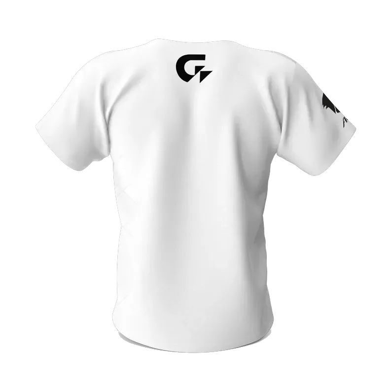 White AORUS gaming T-shirt with eagle print, back with G logo