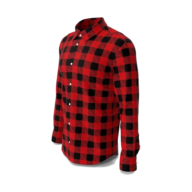 DeFacto red and black flannel check shirt, angled view