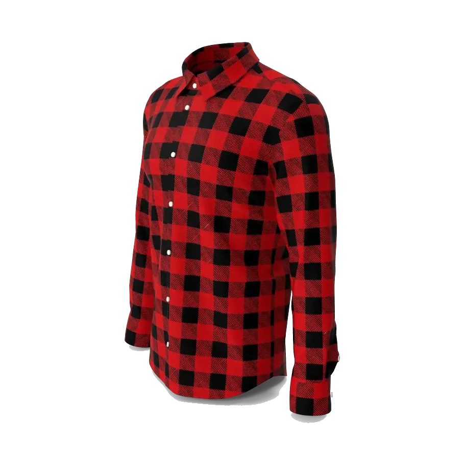DeFacto red and black flannel check shirt, angled view
