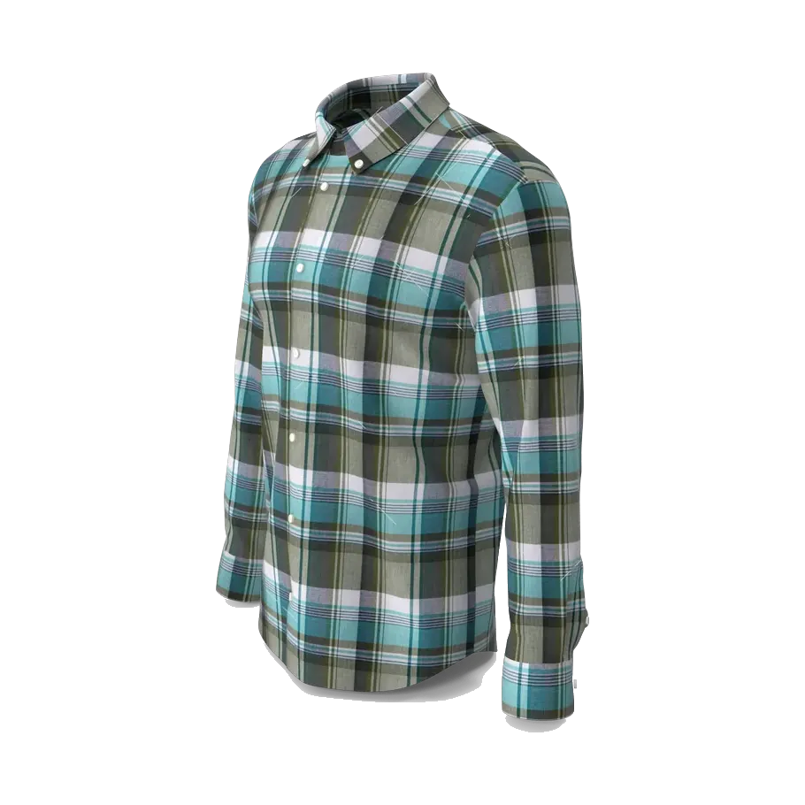 LC Waikiki green and blue check shirt, angled view