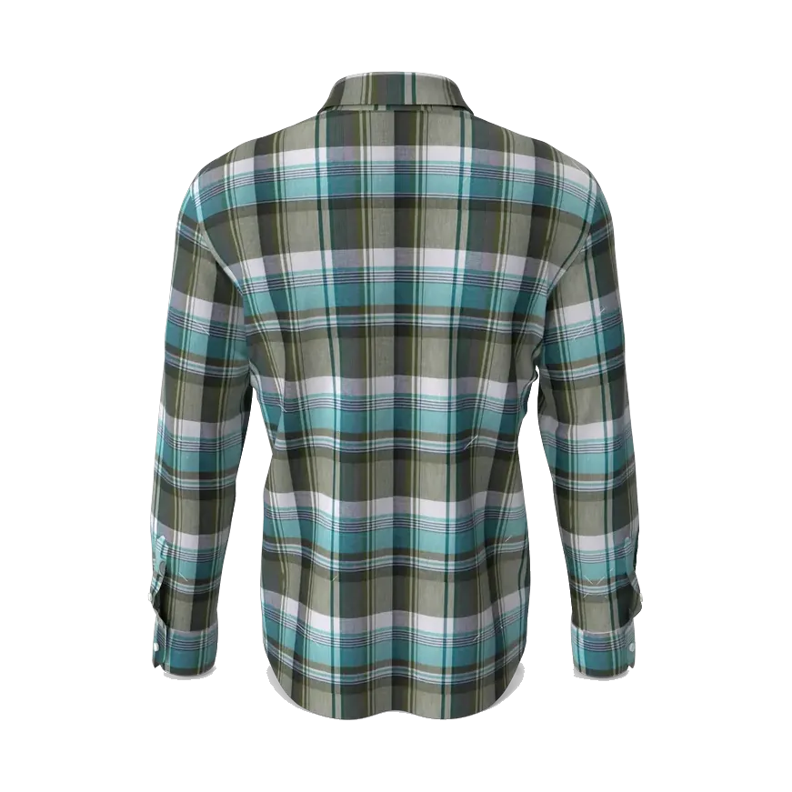 LC Waikiki green and blue check shirt, back