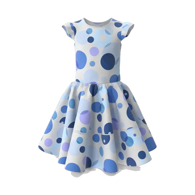 Girls' light-blue polka-dot skater dress, front