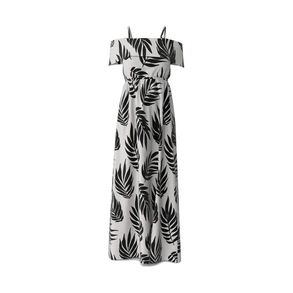 Andora black and white leaf-print maxi dress, front