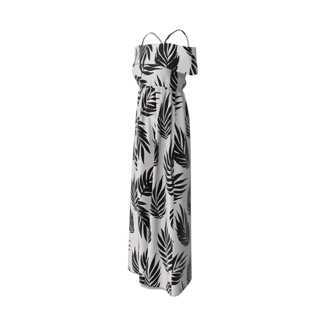 Andora black and white leaf-print maxi dress, side