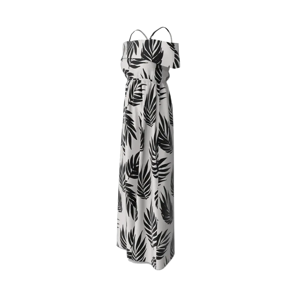 Andora black and white leaf-print maxi dress, side