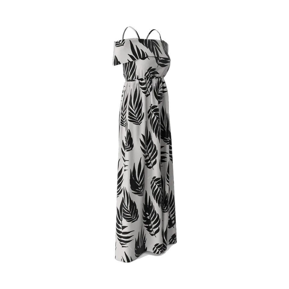 Andora black and white leaf-print maxi dress, angled view