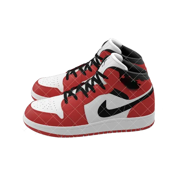 Nike Air Jordan 1 Mid in white, red and black, side